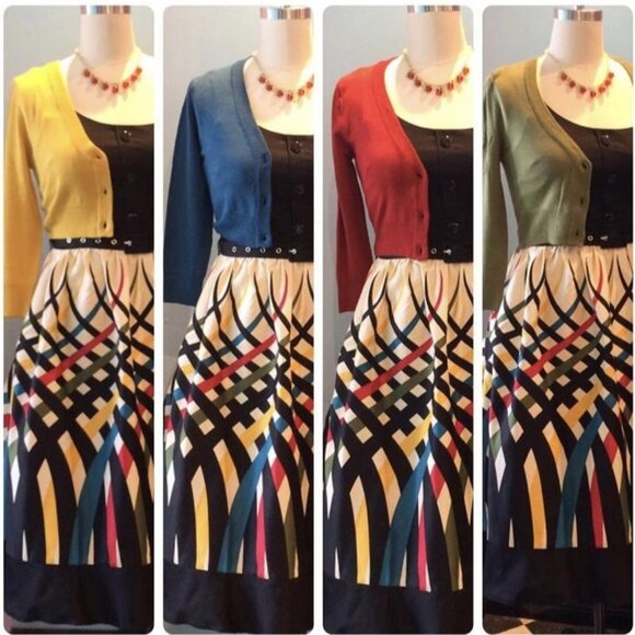 NWT Medium Retro Vintage Inspired Jean Border Dress by Voodoo Vixen Modcloth - Picture 3 of 9